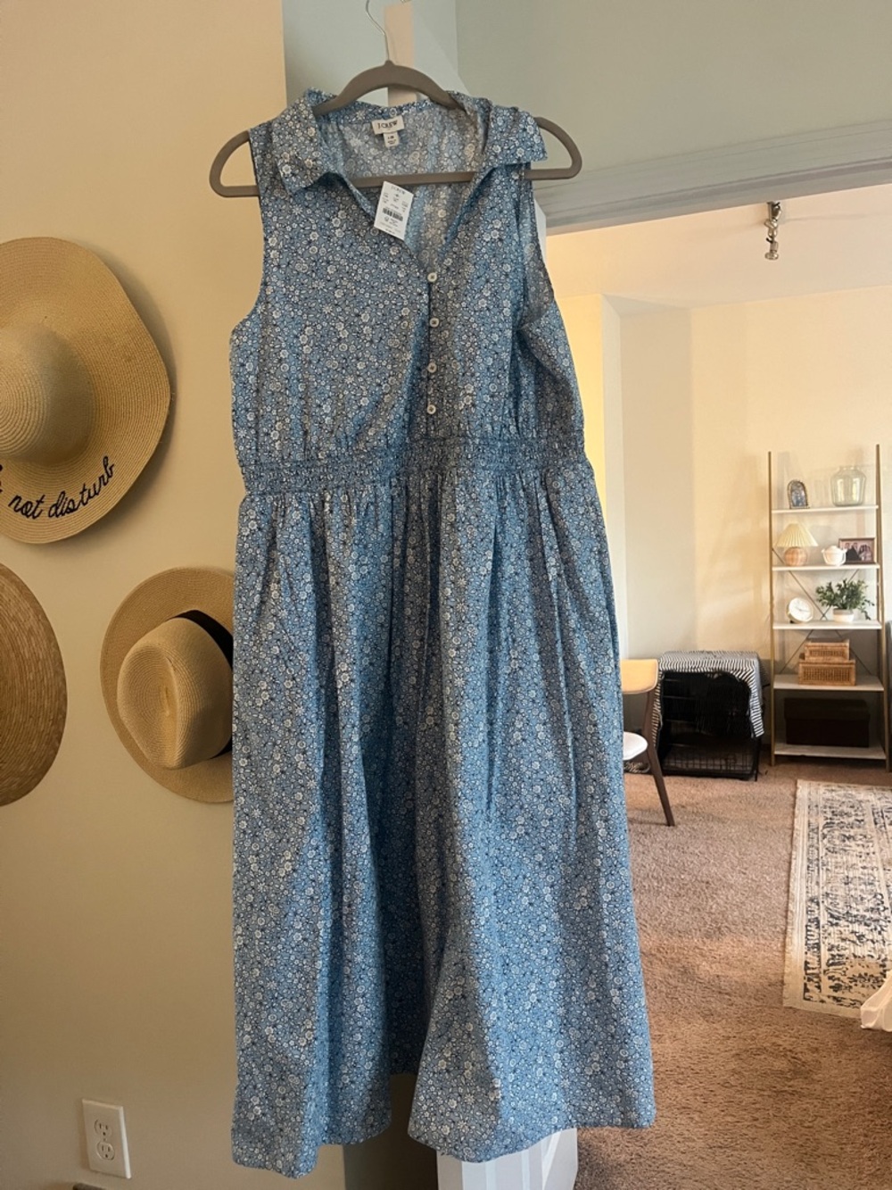 Blue Floral Sleeveless Dress